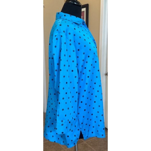 Allison Daley Women Blue Polka Dot Button-Down Blouse Women's Size 14W (READ) - Picture 16 of 16
